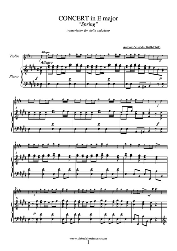 Partitura da música Primavera - As Quatro Estações v.2