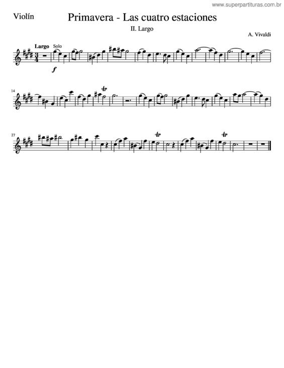 Partitura da música Primavera – Las Cuatro Estaciones – Ii Largo