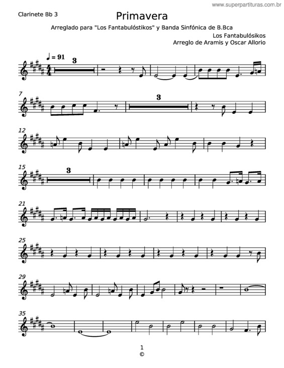 Partitura da música Primavera – Los Fantabulósikos