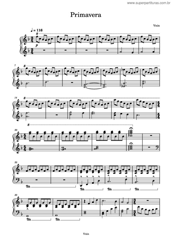 Partitura da música Primavera – Vnin