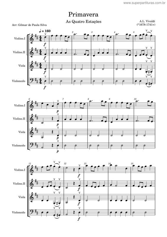 Partitura da música Primavera As 4 Estações De Vivaldi