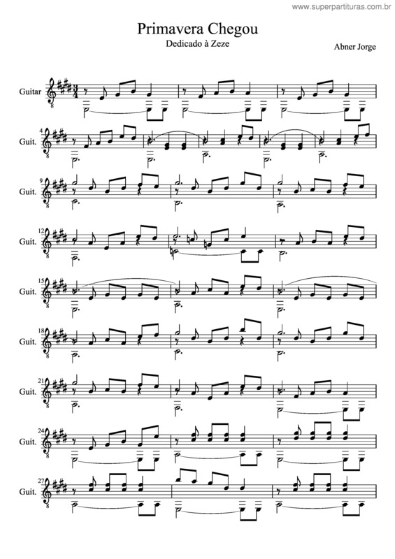 Partitura da música Primavera chegou