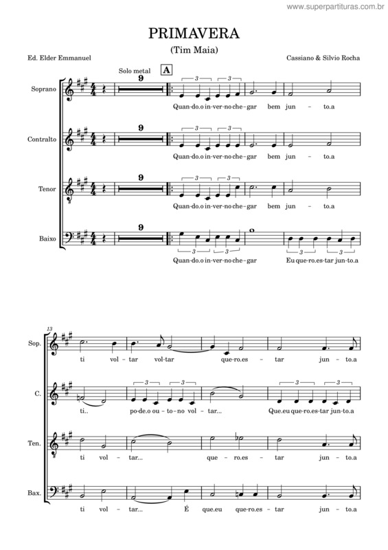 Partitura da música Primavera Coral