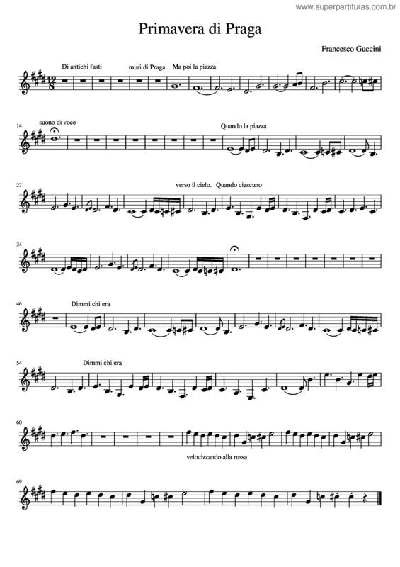 Partitura da música Primavera Di Praga