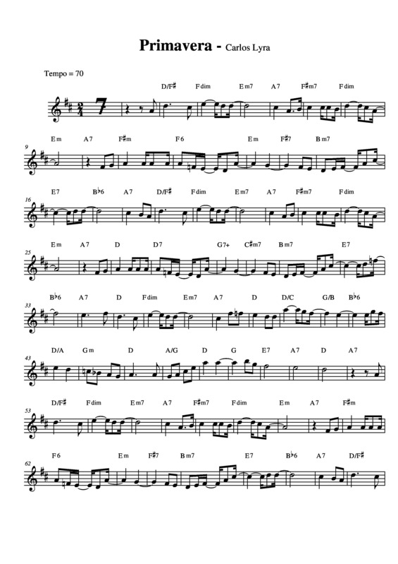 Partitura da música Primavera v.17