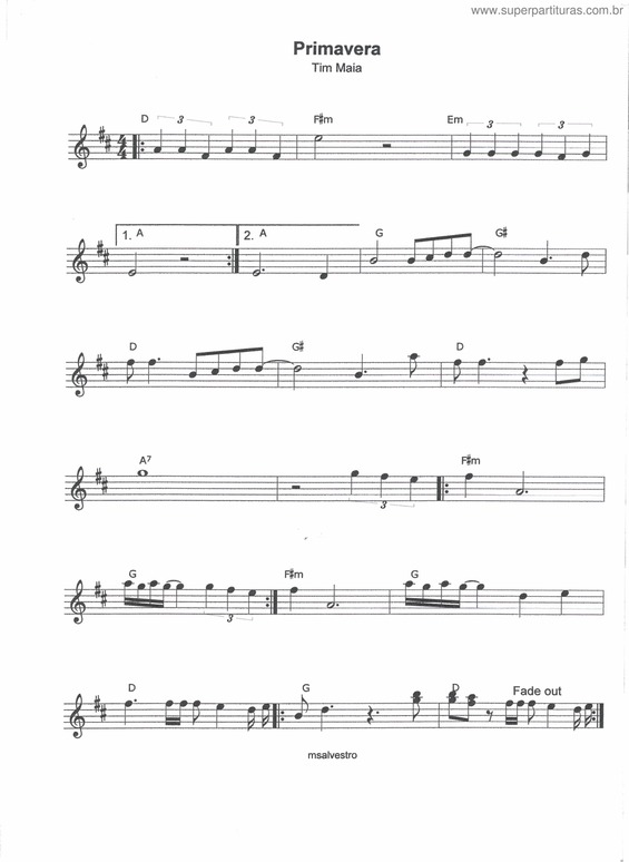 Partitura da música Primavera v.21