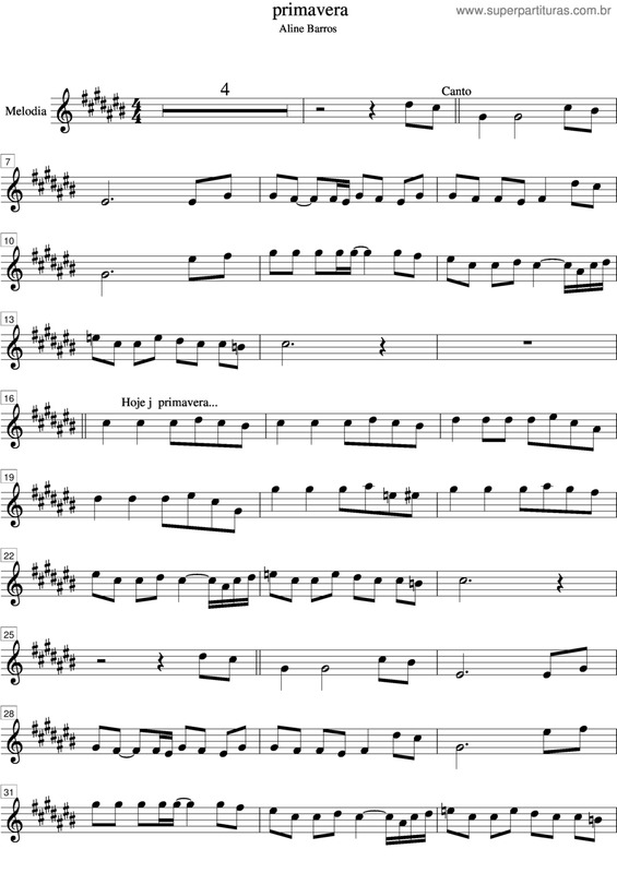 Partitura da música Primavera v.24