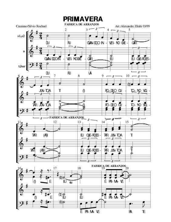 Partitura da música Primavera v.3