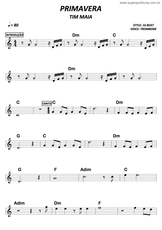 Partitura da música Primavera v.31
