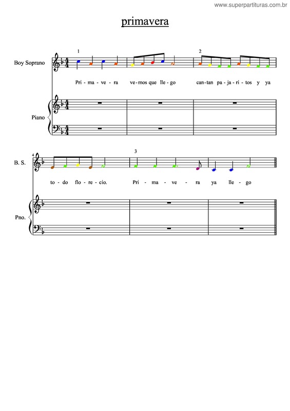 Partitura da música Primavera v.34