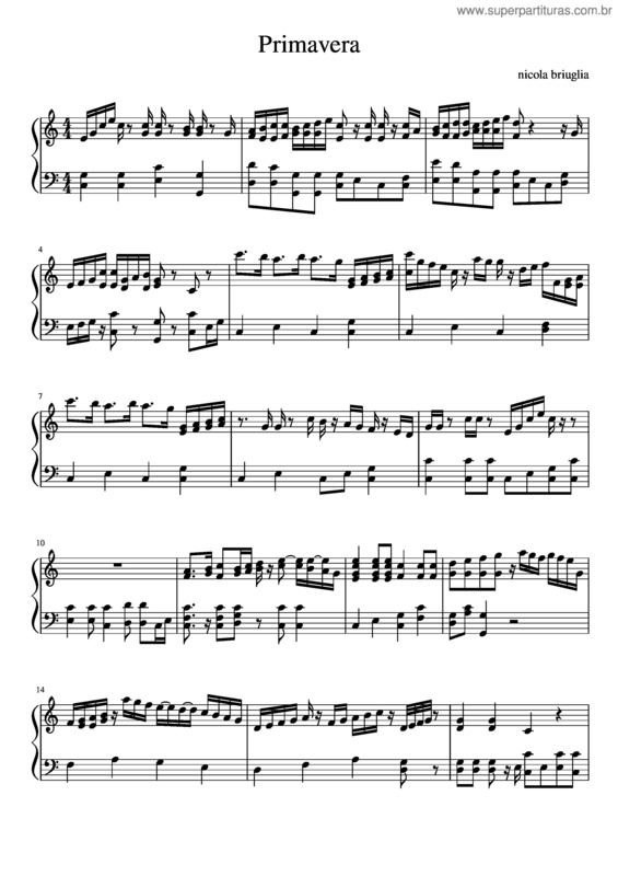 Partitura da música Primavera v.39