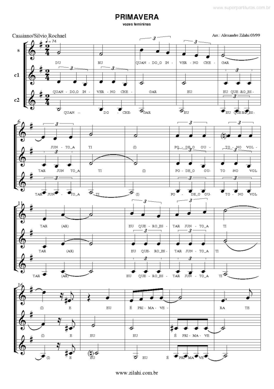 Partitura da música Primavera v.4