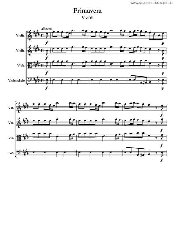 Partitura da música Primavera v.41