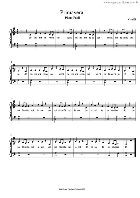 Partitura da música Primavera v.47