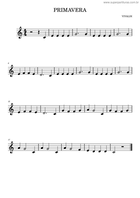 Partitura da música Primavera v.58