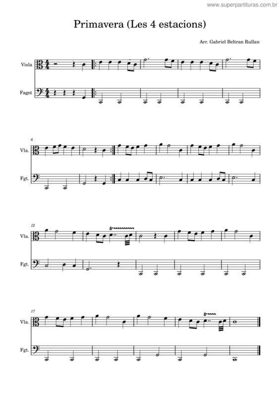 Partitura da música Primavera Vivaldi v.2
