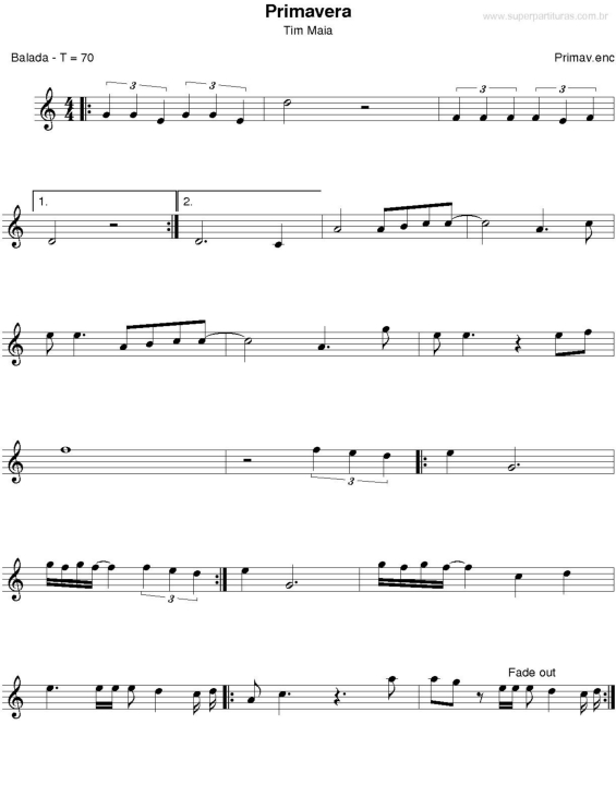 Partitura da música Primavera