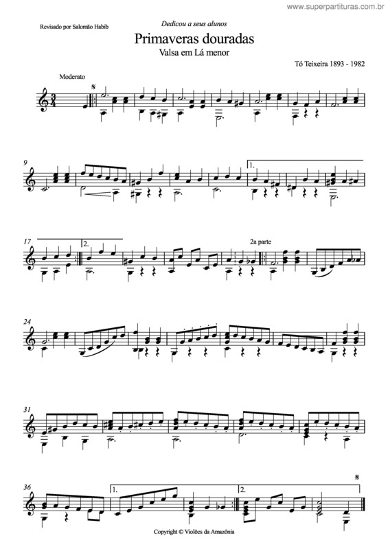 Partitura da música Primaveras douradas