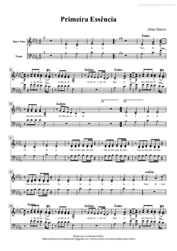 Partitura da música Primeira Essência