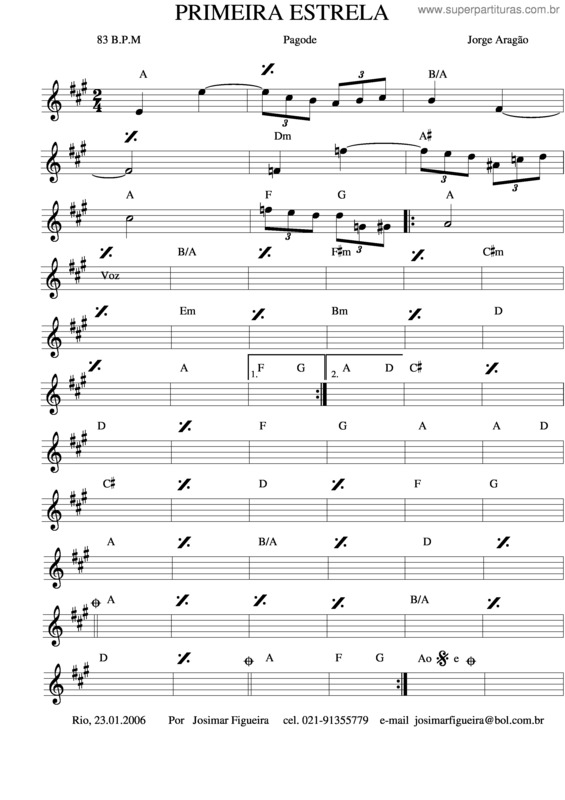 Partitura da música Primeira Estrela