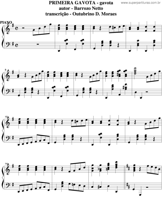 Partitura da música Primeira Gavota