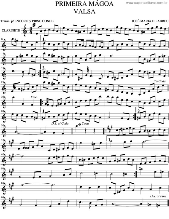 Partitura da música Primeira Mágoa