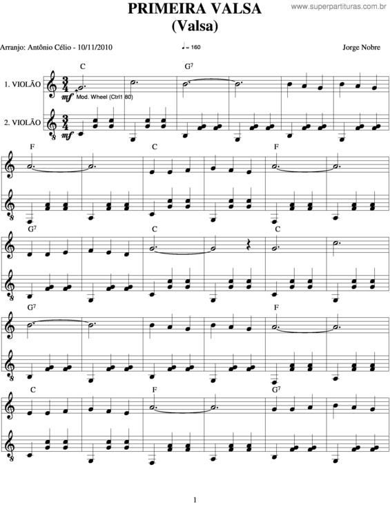 Partitura da música Primeira Valsa