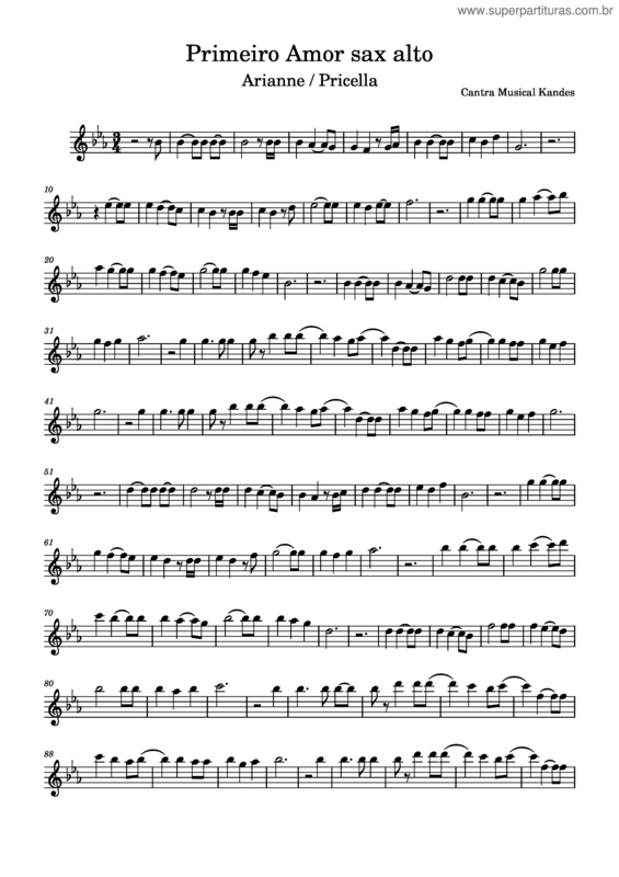 Partitura da música Primeiro Amor Sax Alto