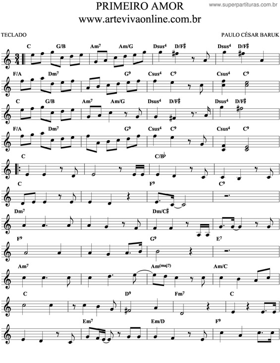 Partitura da música Primeiro Amor v.13