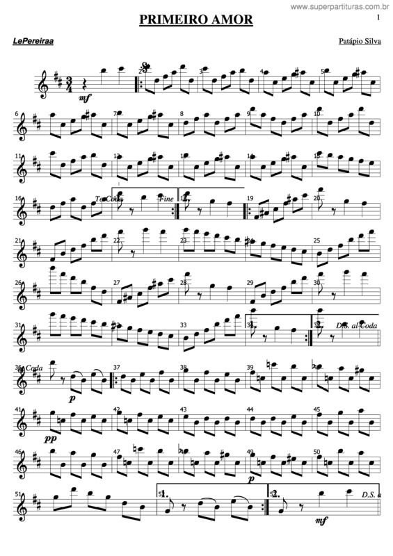 Partitura da música Primeiro Amor v.5