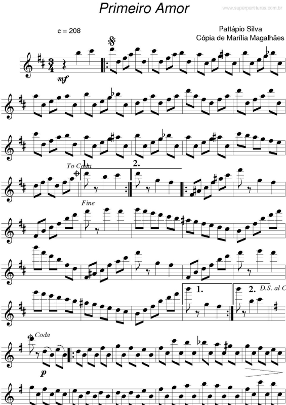 Partitura da música Primeiro Amor