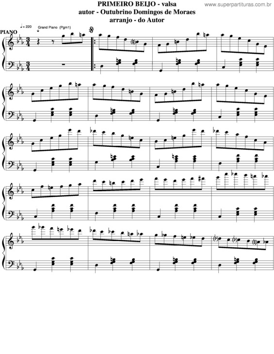 Partitura da música Primeiro Beijo v.3