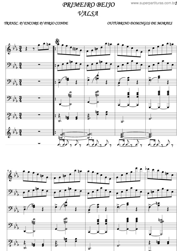 Partitura da música Primeiro Beijo