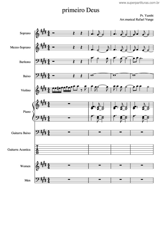 Partitura da música Primeiro Deus