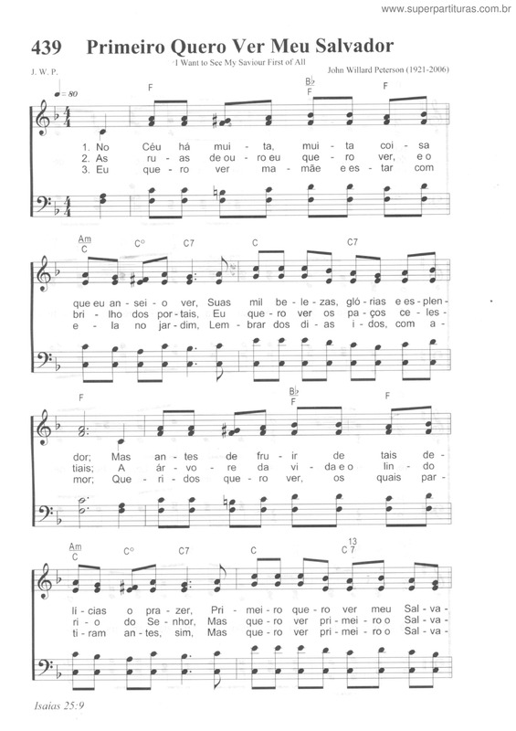 Partitura da música Primeiro Quero Ver Meu Salvador