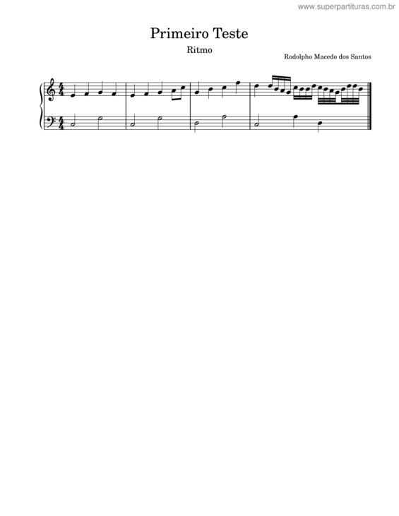 Partitura da música Primeiro Teste – Rodolpho Macedo Dos Santos