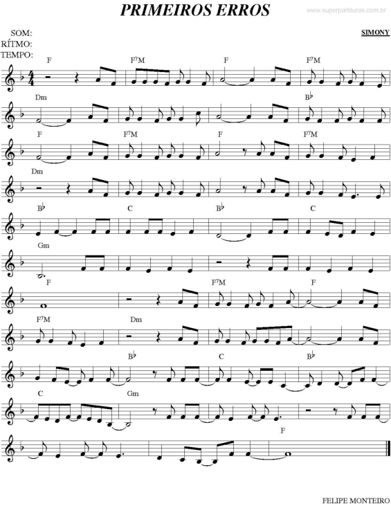 Partitura da música Primeiros Erros v.2