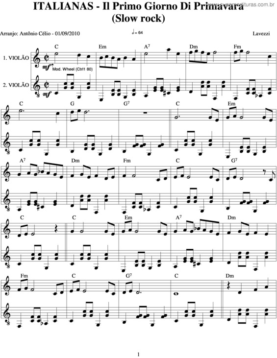 Partitura da música Primo Giorno Di Primavera