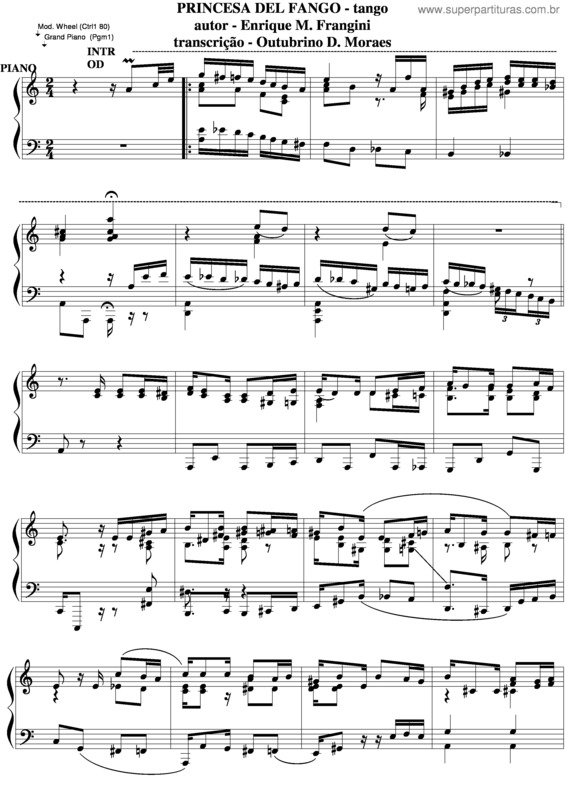 Partitura da música Princesa Del Fango