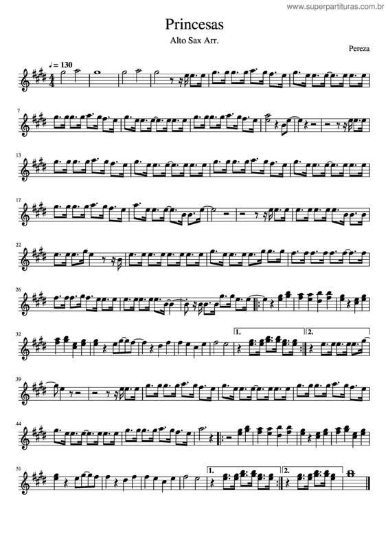 Partitura da música Princesas