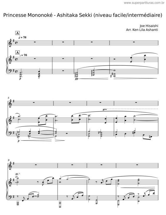 Partitura da música Princesse Mononoké – Joe Hisaishi