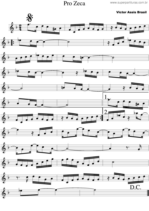 Partitura da música Pro Zeca