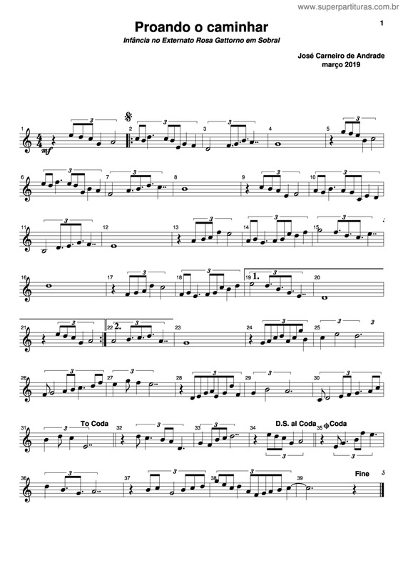 Partitura da música Proando O Caminhar