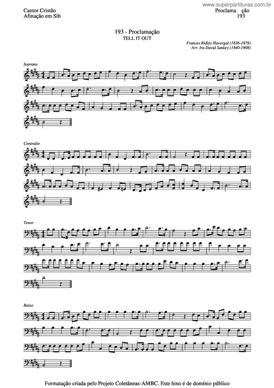 Partitura da música Proclamação v.3