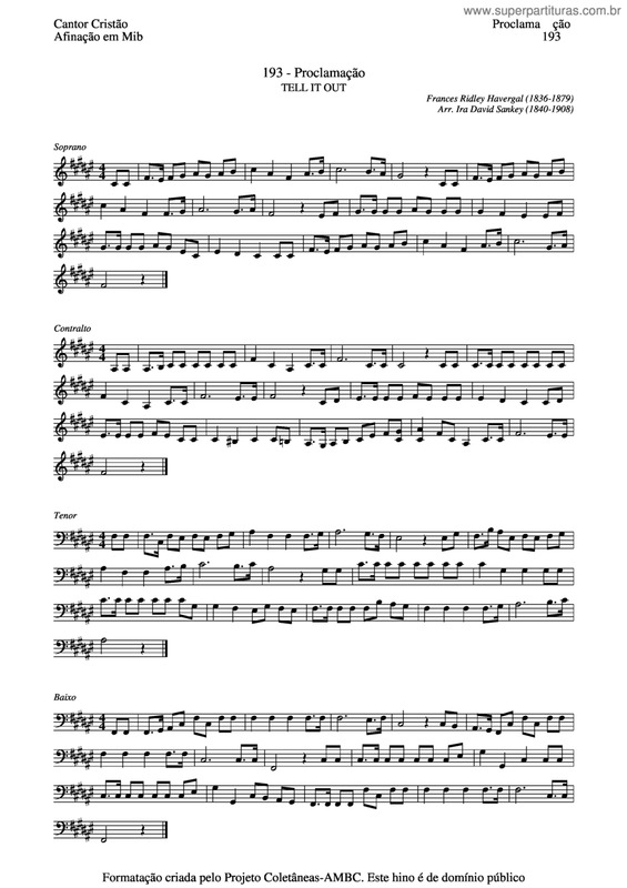 Partitura da música Proclamação v.4