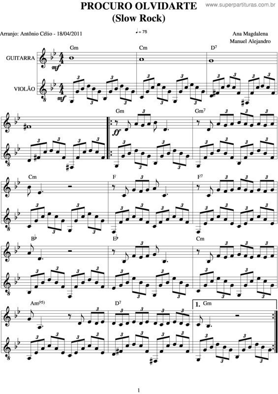 Partitura da música Procuro Olvidar-Te