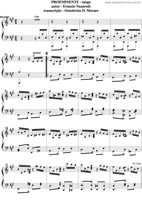 Partitura da música Proeminente