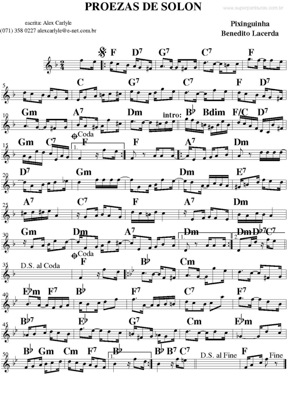 Partitura da música Proezas de Solon