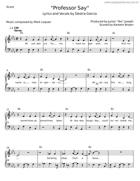 Partitura da música Professor Say