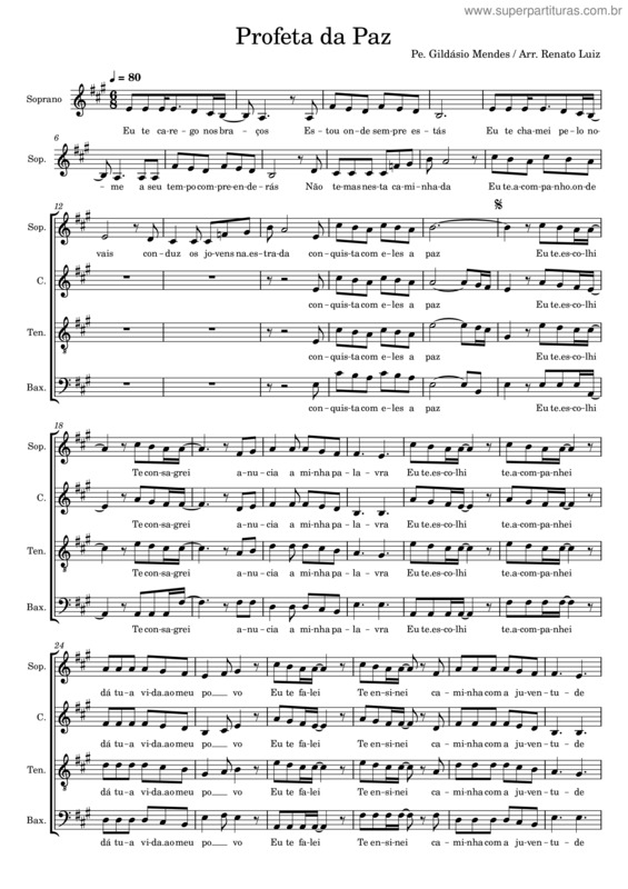 Partitura da música Profeta Da Paz – Pe Gildásio Profeta Da Paz